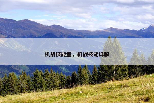 机战技能量，机战技能详解
