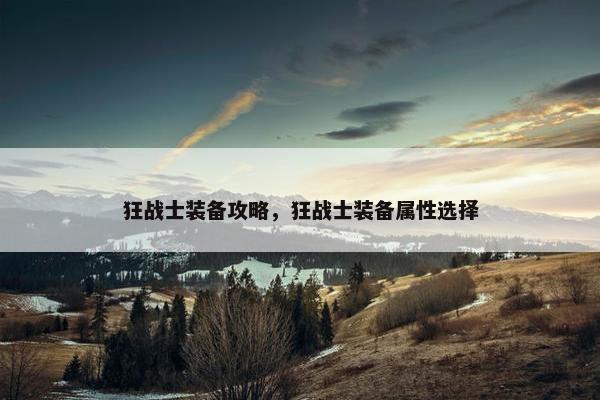 狂战士装备攻略，狂战士装备属性选择