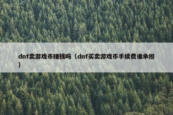 dnf卖游戏币赚钱吗（dnf买卖游戏币手续费谁承担）