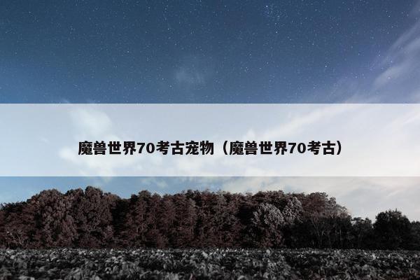 魔兽世界70考古宠物（魔兽世界70考古）