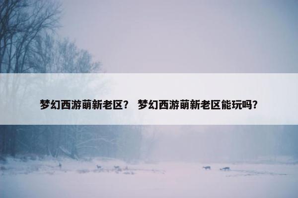 梦幻西游萌新老区？ 梦幻西游萌新老区能玩吗？