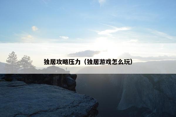 独居攻略压力（独居游戏怎么玩）
