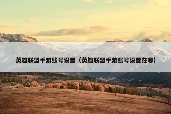 英雄联盟手游账号设置（英雄联盟手游账号设置在哪）
