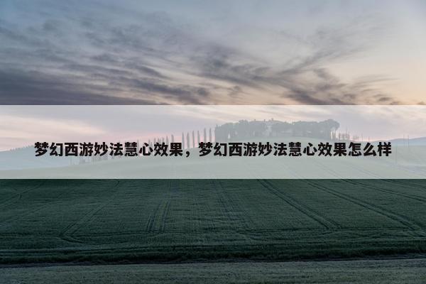 梦幻西游妙法慧心效果，梦幻西游妙法慧心效果怎么样