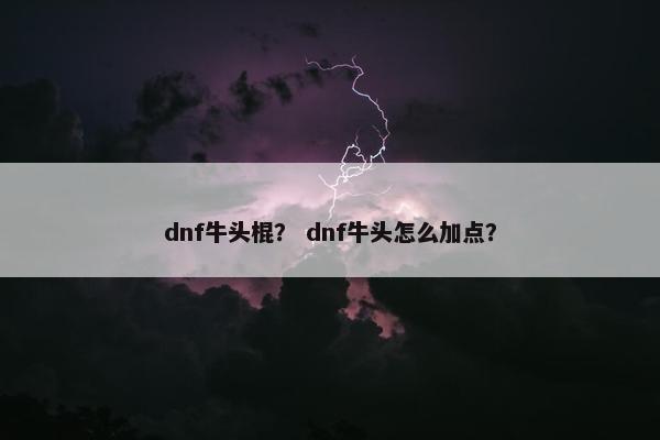 dnf牛头棍？ dnf牛头怎么加点？