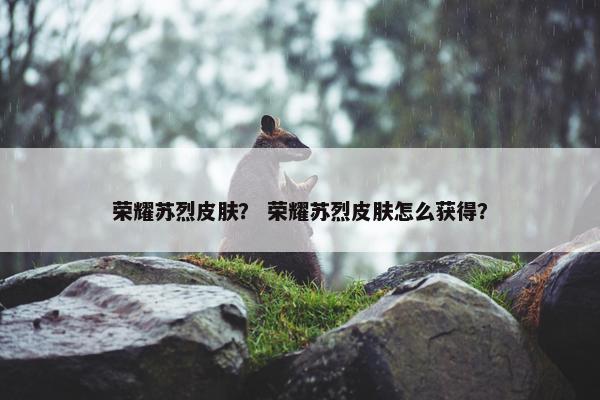 荣耀苏烈皮肤？ 荣耀苏烈皮肤怎么获得？
