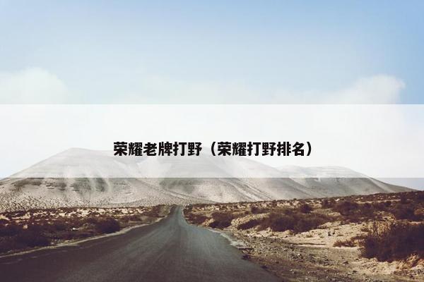 荣耀老牌打野（荣耀打野排名）