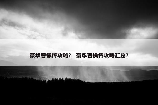 豪华曹操传攻略？ 豪华曹操传攻略汇总？