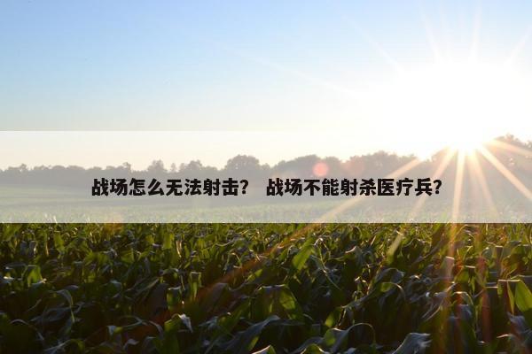战场怎么无法射击？ 战场不能射杀医疗兵？