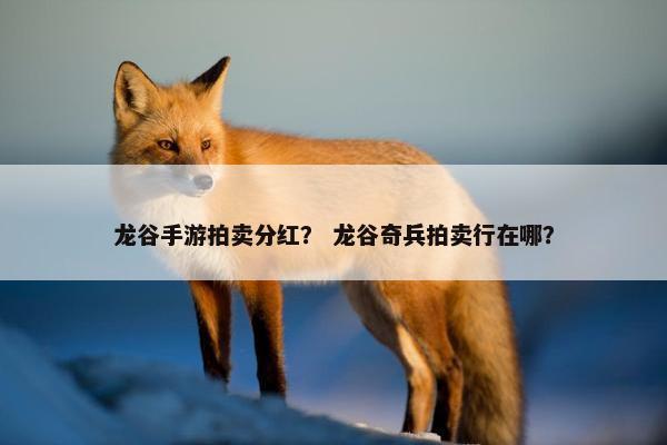 龙谷手游拍卖分红？ 龙谷奇兵拍卖行在哪？