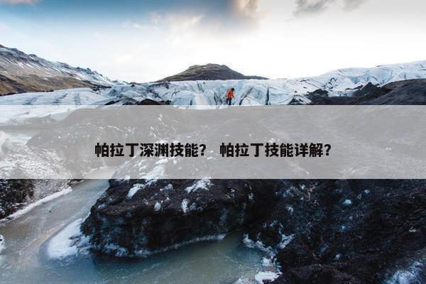 帕拉丁深渊技能？ 帕拉丁技能详解？