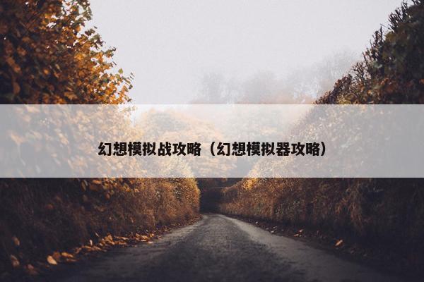 幻想模拟战攻略（幻想模拟器攻略）