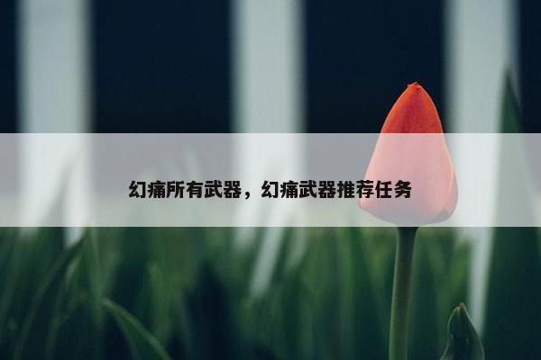 幻痛所有武器，幻痛武器推荐任务