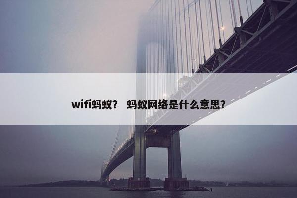 wifi蚂蚁？ 蚂蚁网络是什么意思？