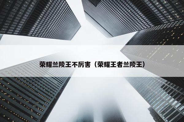荣耀兰陵王不厉害（荣耀王者兰陵王）