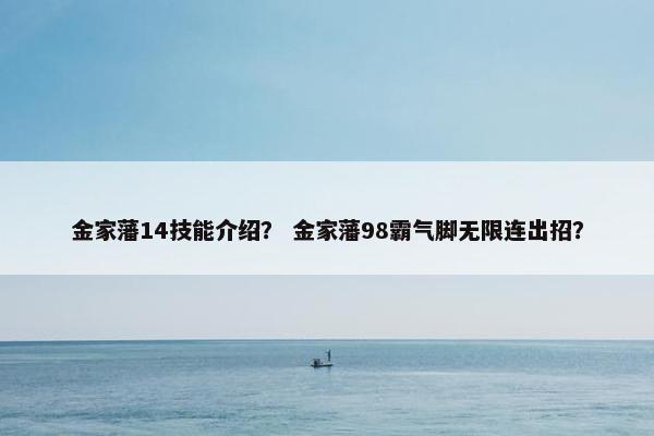 金家藩14技能介绍？ 金家藩98霸气脚无限连出招？