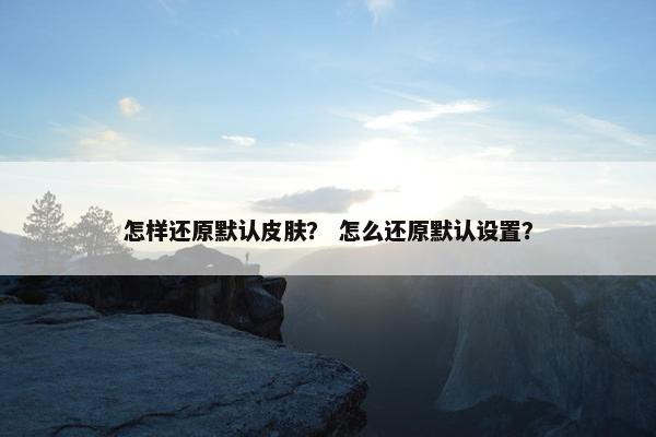 怎样还原默认皮肤？ 怎么还原默认设置？