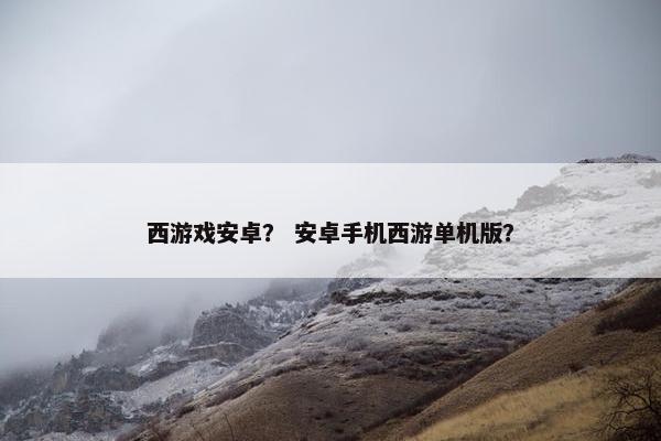 西游戏安卓？ 安卓手机西游单机版？