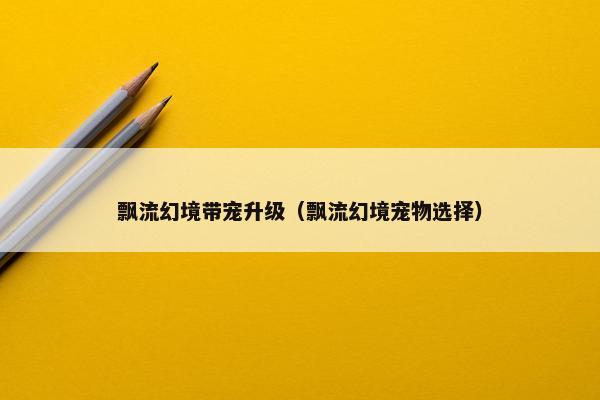 飘流幻境带宠升级（飘流幻境宠物选择）