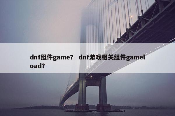 dnf组件game？ dnf游戏相关组件gameload？