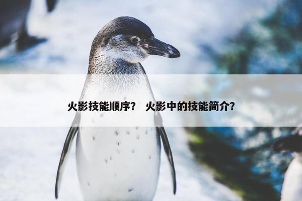 火影技能顺序？ 火影中的技能简介？