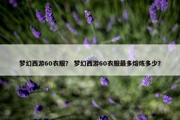 梦幻西游60衣服？ 梦幻西游60衣服最多熔炼多少？