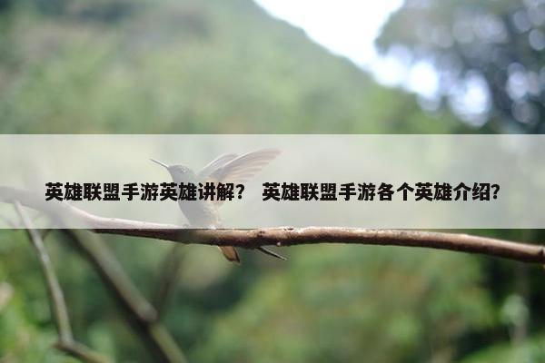 英雄联盟手游英雄讲解？ 英雄联盟手游各个英雄介绍？
