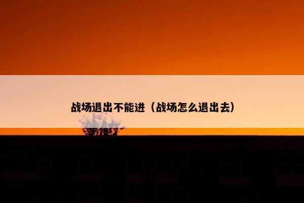 战场退出不能进（战场怎么退出去）