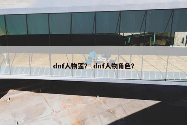 dnf人物莲？ dnf人物角色？