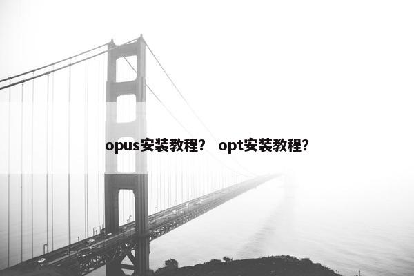 opus安装教程？ opt安装教程？
