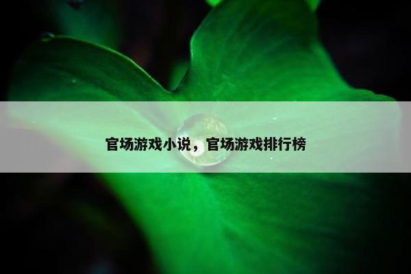 官场游戏小说，官场游戏排行榜