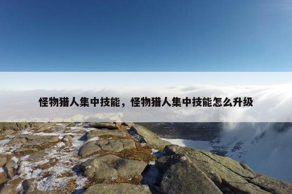怪物猎人集中技能，怪物猎人集中技能怎么升级