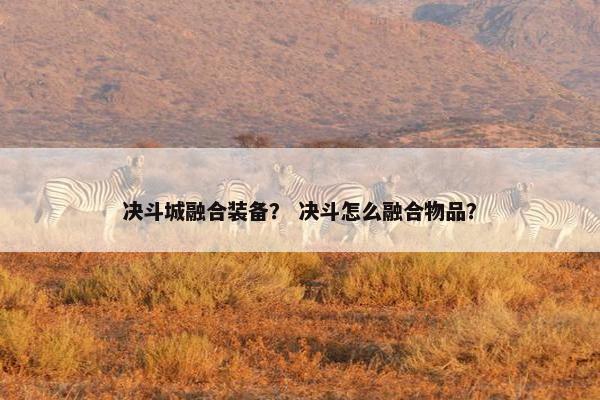 决斗城融合装备？ 决斗怎么融合物品？