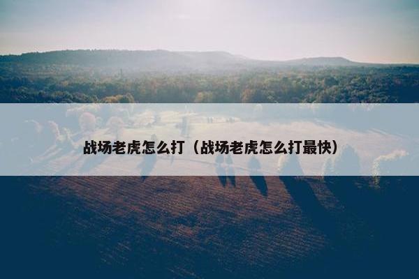 战场老虎怎么打（战场老虎怎么打最快）