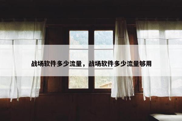 战场软件多少流量，战场软件多少流量够用
