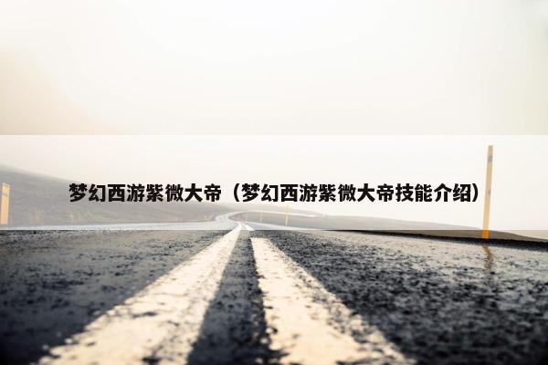 梦幻西游紫微大帝（梦幻西游紫微大帝技能介绍）