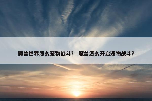 魔兽世界怎么宠物战斗？ 魔兽怎么开启宠物战斗？