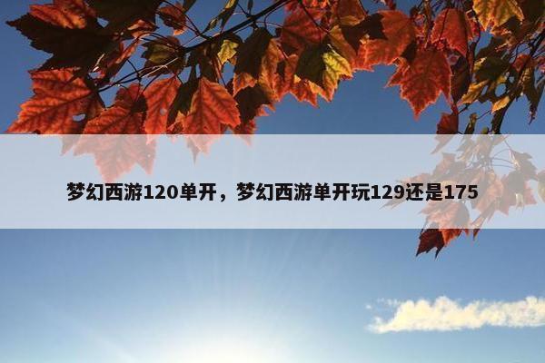 梦幻西游120单开，梦幻西游单开玩129还是175