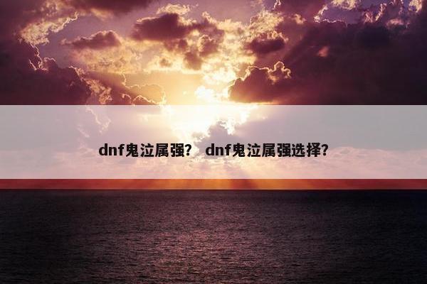 dnf鬼泣属强？ dnf鬼泣属强选择？