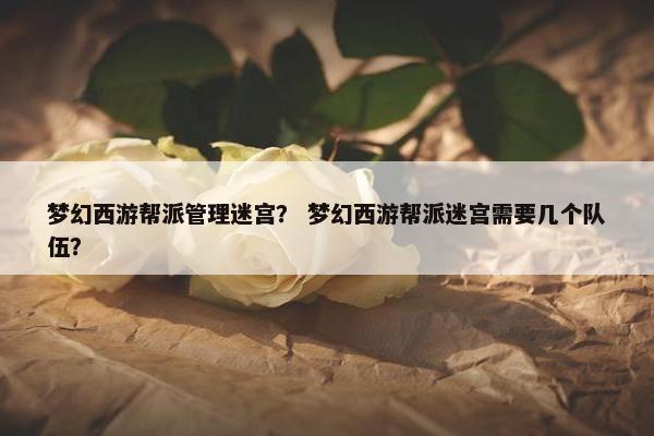 梦幻西游帮派管理迷宫？ 梦幻西游帮派迷宫需要几个队伍？