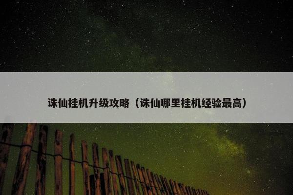 诛仙挂机升级攻略（诛仙哪里挂机经验最高）