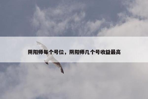 阴阳师每个号位，阴阳师几个号收益最高