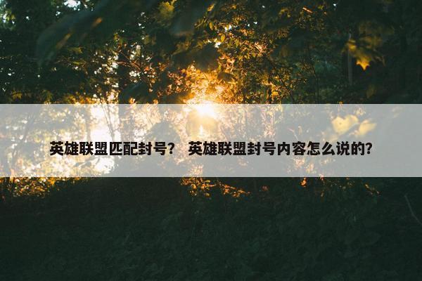 英雄联盟匹配封号？ 英雄联盟封号内容怎么说的？