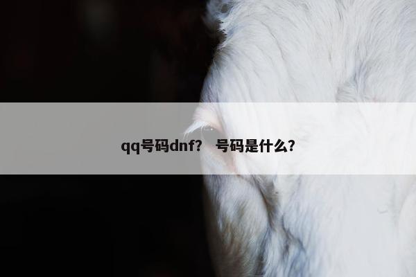 qq号码dnf？ 号码是什么？