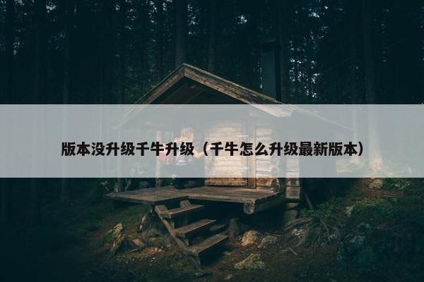 版本没升级千牛升级（千牛怎么升级最新版本）