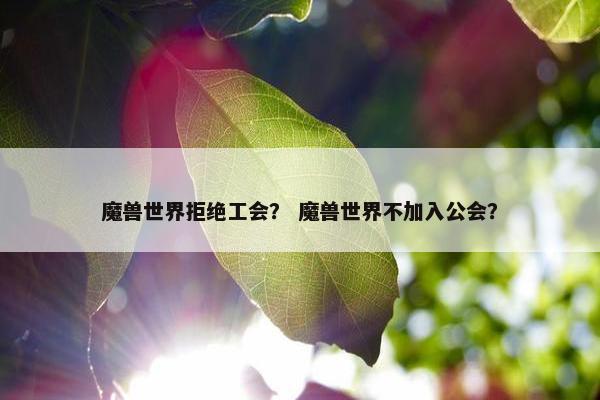 魔兽世界拒绝工会？ 魔兽世界不加入公会？