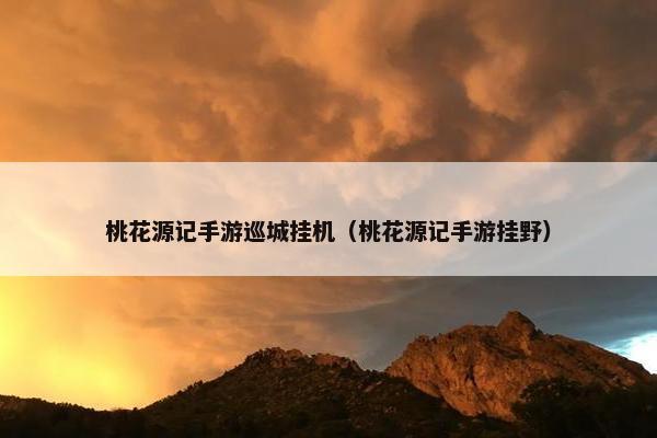 桃花源记手游巡城挂机（桃花源记手游挂野）