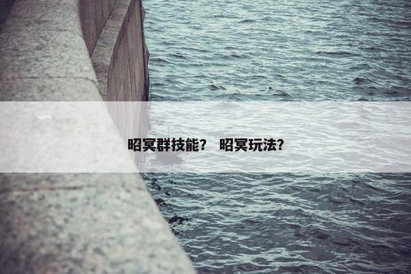 昭冥群技能？ 昭冥玩法？