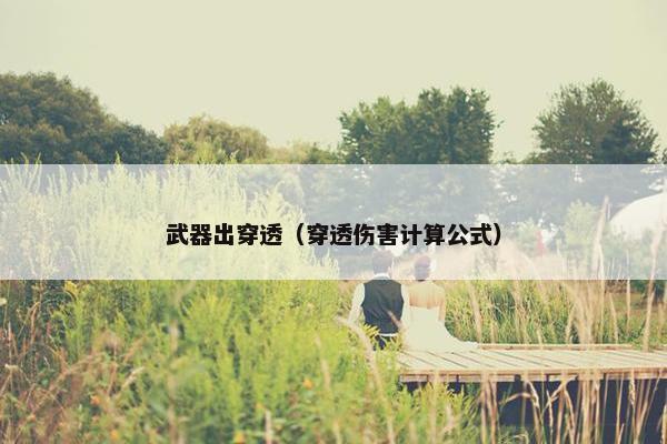 武器出穿透（穿透伤害计算公式）