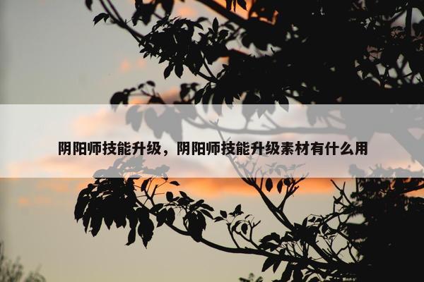 阴阳师技能升级，阴阳师技能升级素材有什么用